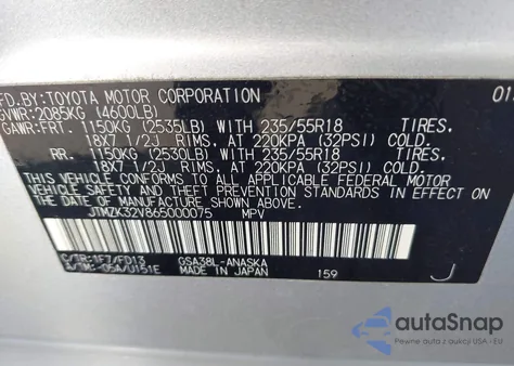 2006 Toyota Rav4 Sport V6 from USA, damaged, VIN JTMZK32V865000075